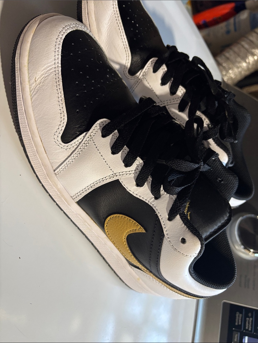 Jordan Men's Black, White & Gold Low-Top Sneakers